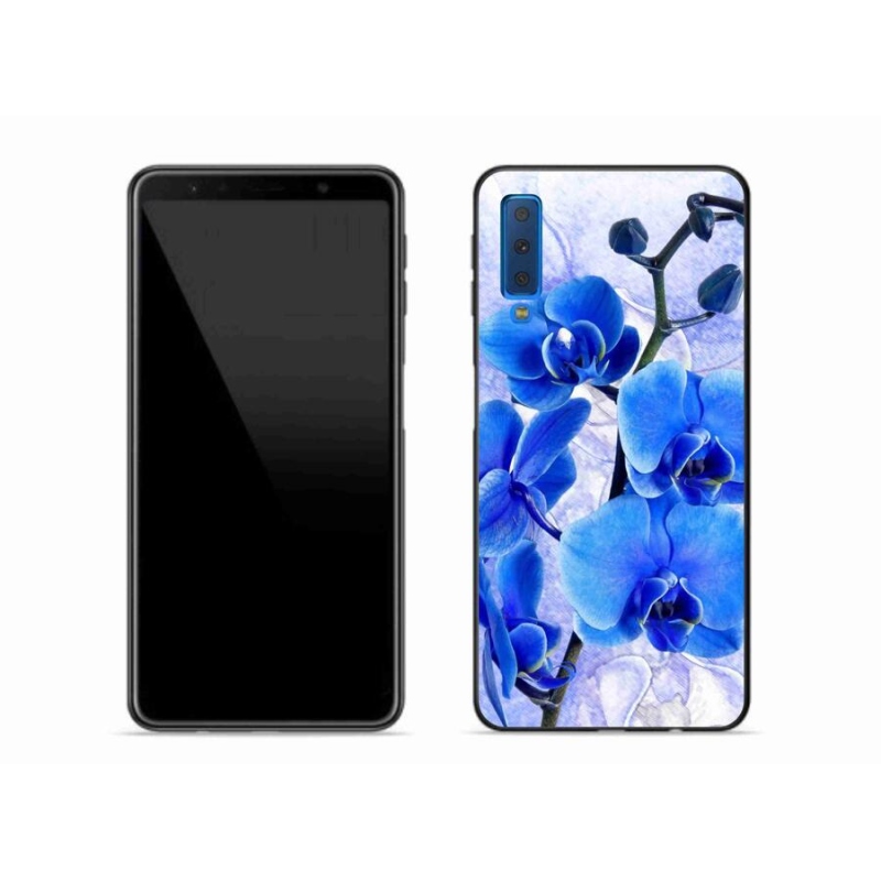 Gélový kryt mmCase na mobil Samsung Galaxy A7 (2018) - modré kvety