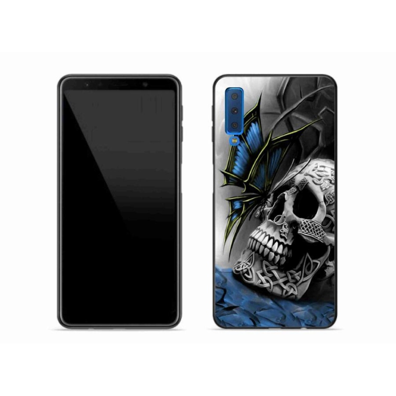 Gélový kryt mmCase na mobil Samsung Galaxy A7 (2018) - motýľ a lebka