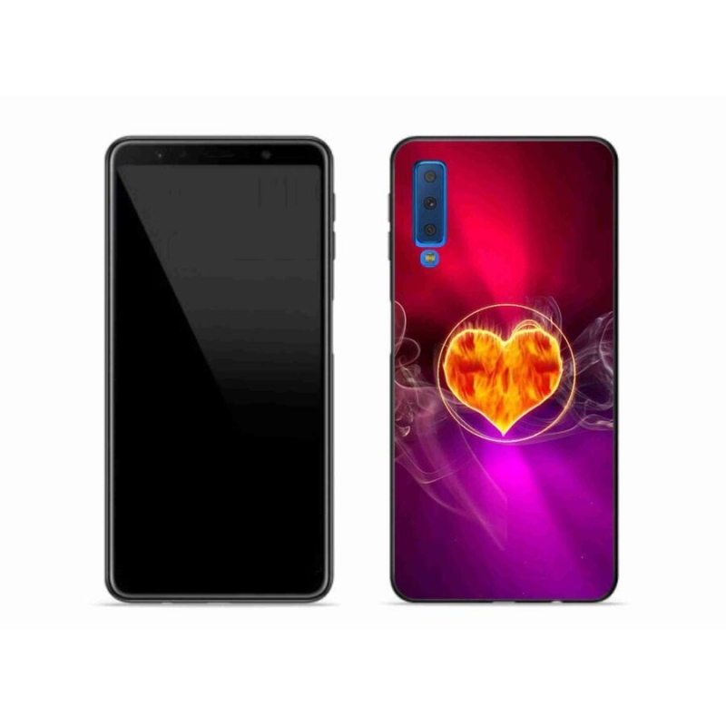 Gélový kryt mmCase na mobil Samsung Galaxy A7 (2018) - ohnivé srdce