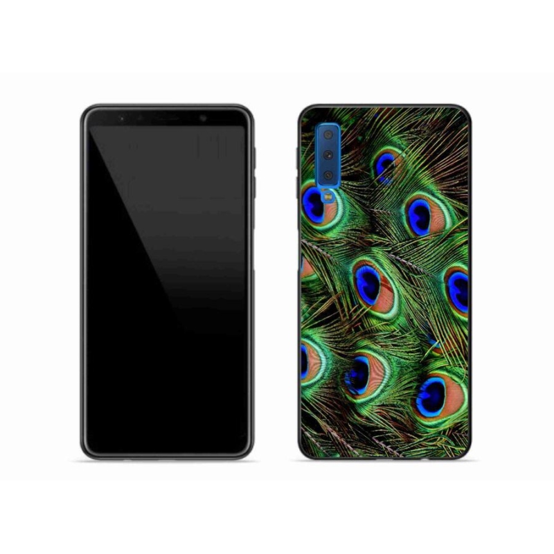 Gélový kryt mmCase na mobil Samsung Galaxy A7 (2018) - pávie perie