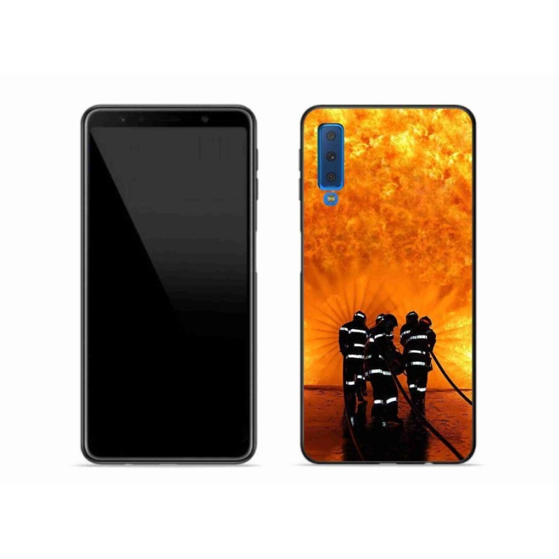 Gélový kryt mmCase na mobil Samsung Galaxy A7 (2018) - požiar