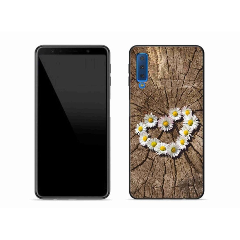 Gélový kryt mmCase na mobil Samsung Galaxy A7 (2018) - srdce z margarét