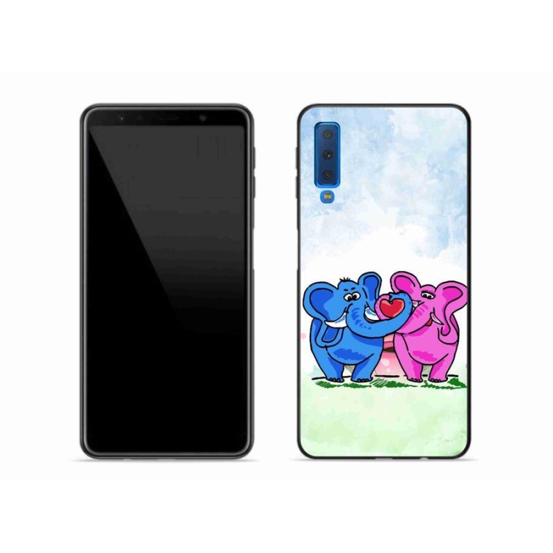 Gélový kryt mmCase na mobil Samsung Galaxy A7 (2018) - zamilovaní slony