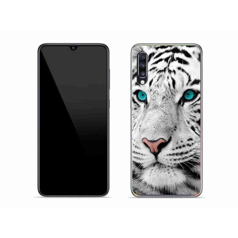 Gélový kryt mmCase na mobil Samsung Galaxy A70 - biely tiger