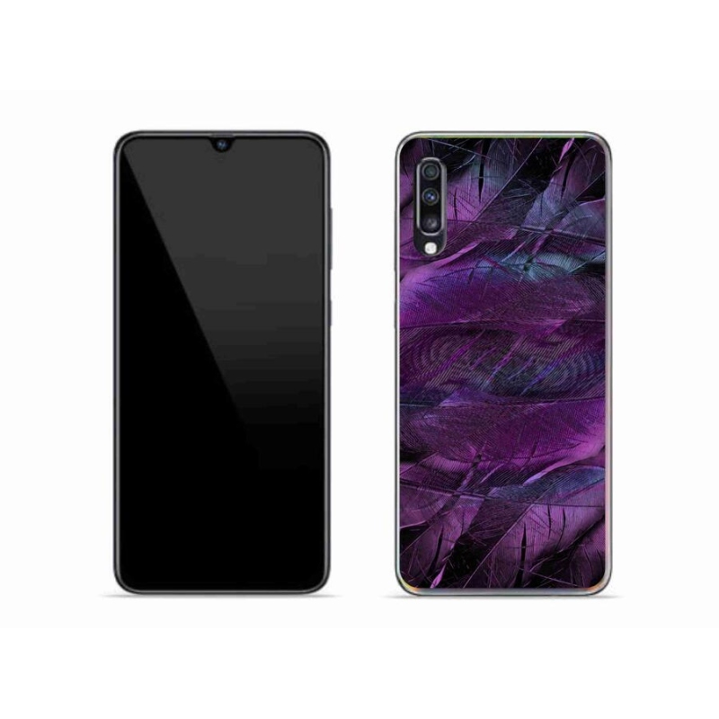 Gélový kryt mmCase na mobil Samsung Galaxy A70 - fialová pierka