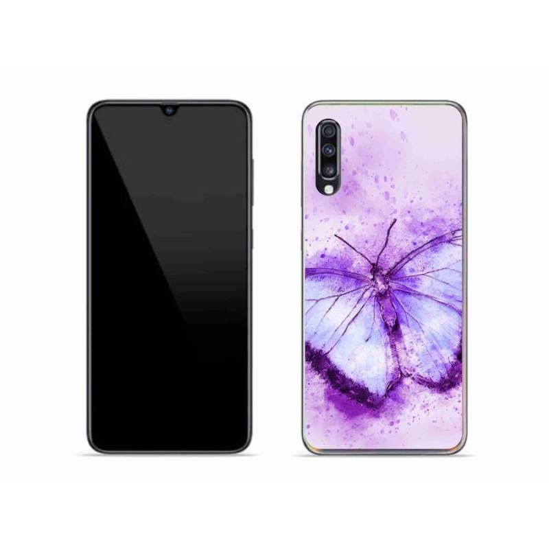 Gélový kryt mmCase na mobil Samsung Galaxy A70 - fialový motýľ