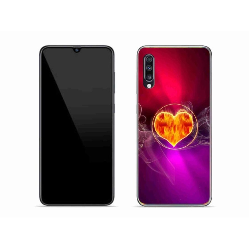 Gélový kryt mmCase na mobil Samsung Galaxy A70 - ohnivé srdce