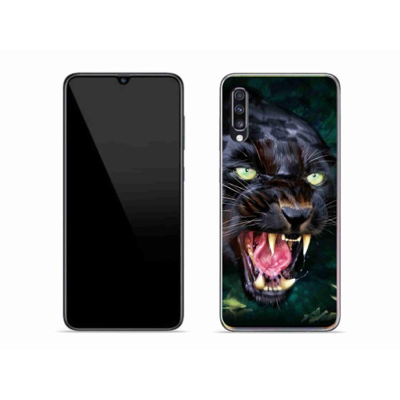 Gélový kryt mmCase na mobil Samsung Galaxy A70 - rozzúrený čierny panter