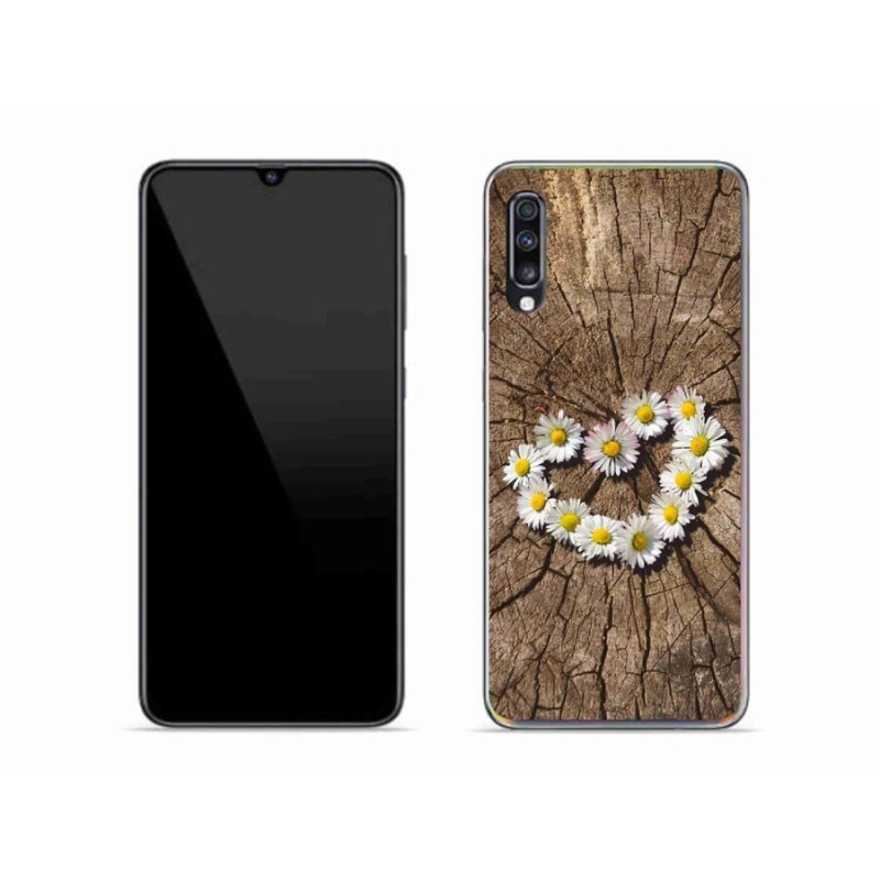 Gelový kryt mmCase na mobil Samsung Galaxy A70 - srdce z kopretin