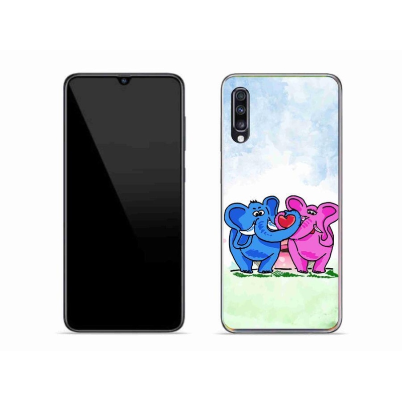 Gelový kryt mmCase na mobil Samsung Galaxy A70 - zamilovaní sloni