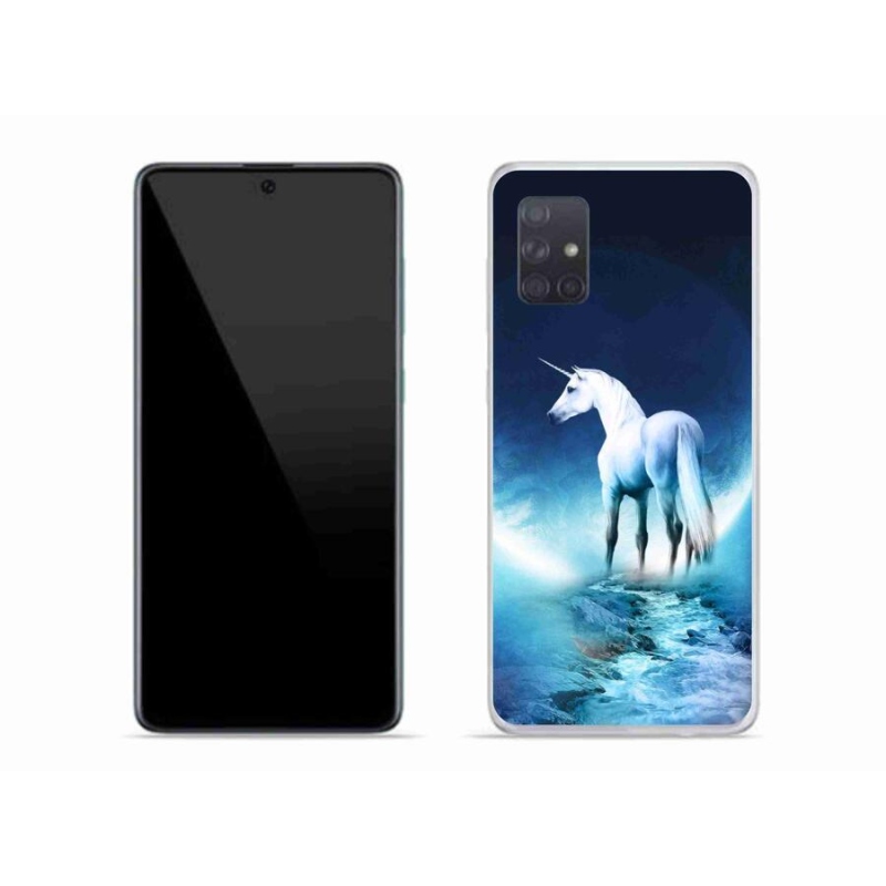 Gélový kryt mmCase na mobil Samsung Galaxy A71 - biely jednorožec