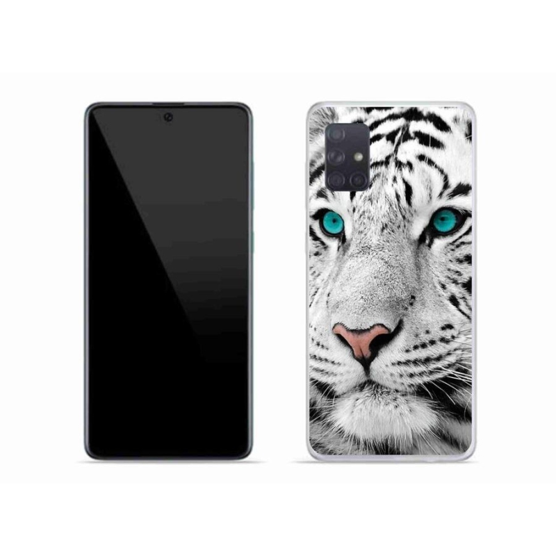 Gélový kryt mmCase na mobil Samsung Galaxy A71 - biely tiger