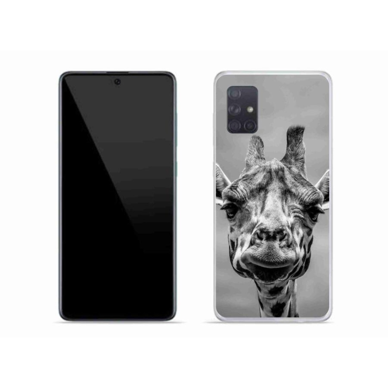 Gélový kryt mmCase na mobil Samsung Galaxy A71 - čiernobiela žirafa