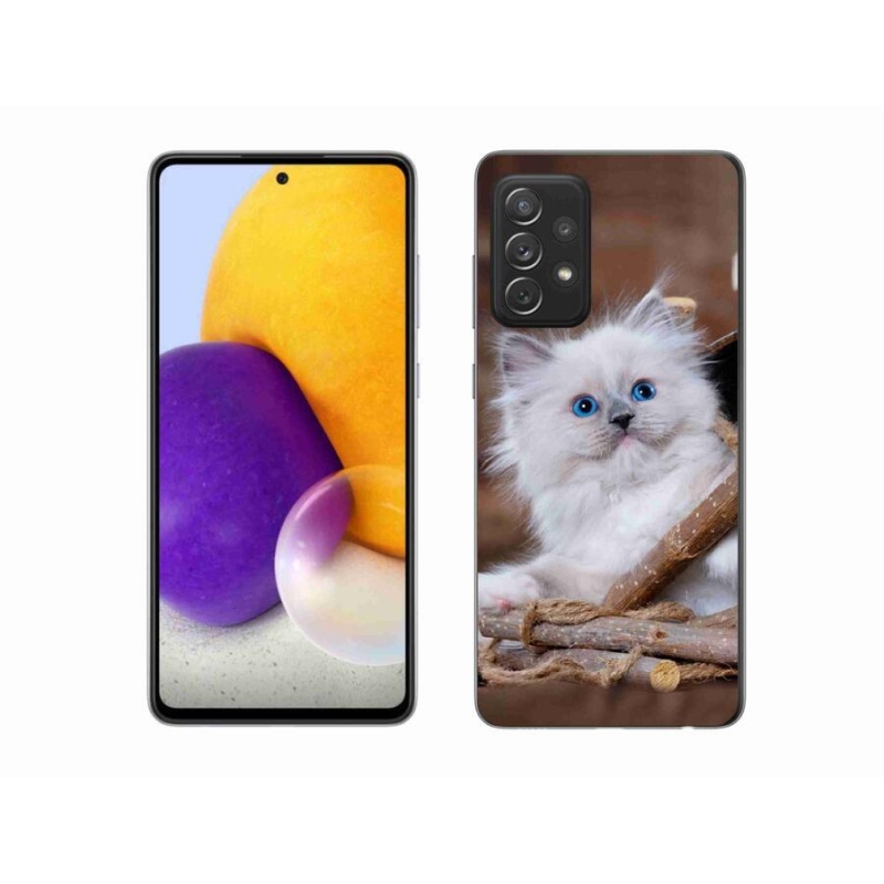 Gélový kryt mmCase na mobil Samsung Galaxy A72/A72 5G - biele mačiatko