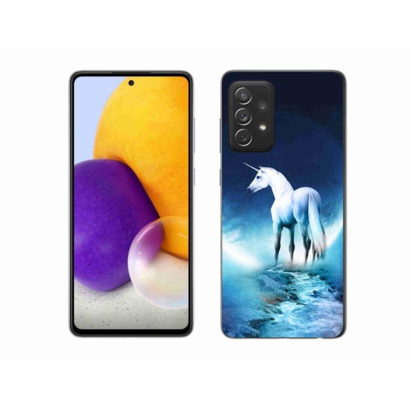 Gélový kryt mmCase na mobil Samsung Galaxy A72/A72 5G - biely jednorožec