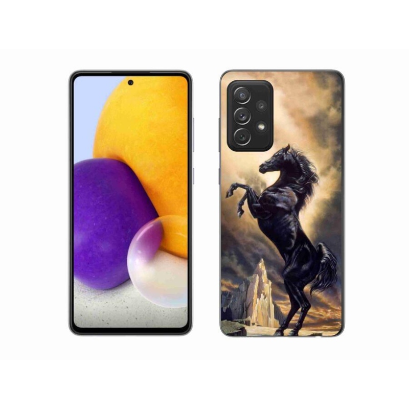 Gélový kryt mmCase na mobil Samsung Galaxy A72/A72 5G - čierny kreslený kôň