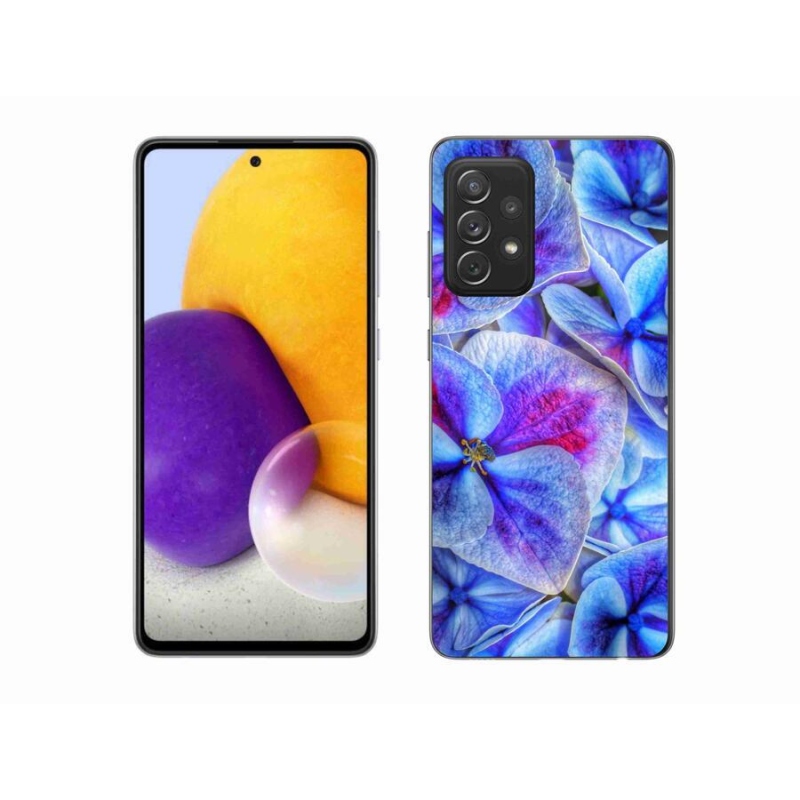 Gélový kryt mmCase na mobil Samsung Galaxy A72/A72 5G - modré kvety 1