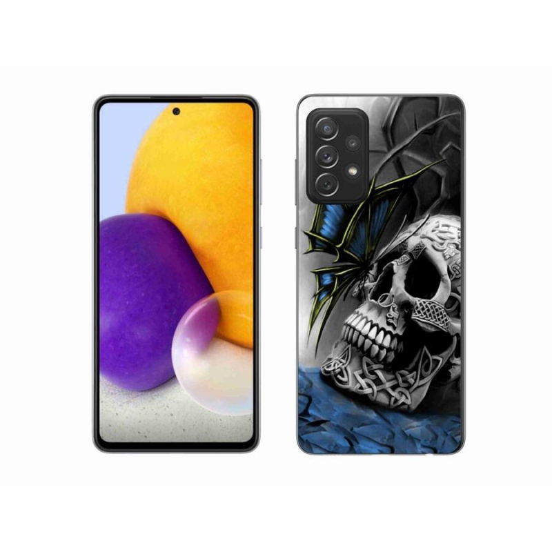 Gélový kryt mmCase na mobil Samsung Galaxy A72/A72 5G - motýľ a lebka