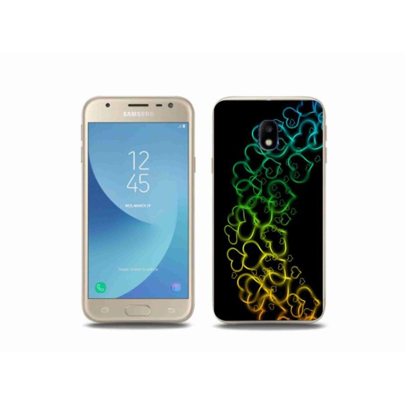 Gélový kryt mmCase na mobil Samsung Galaxy J3 (2017) - farebná srdiečka