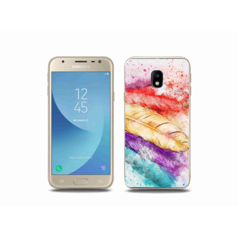 Gélový kryt mmCase na mobil Samsung Galaxy J3 (2017) - farebné perie