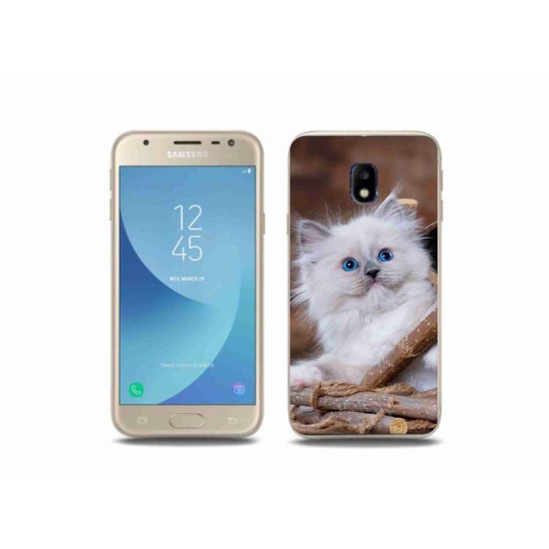 Gélový kryt mmCase na mobil Samsung Galaxy J3 (2017) - biele mačiatko