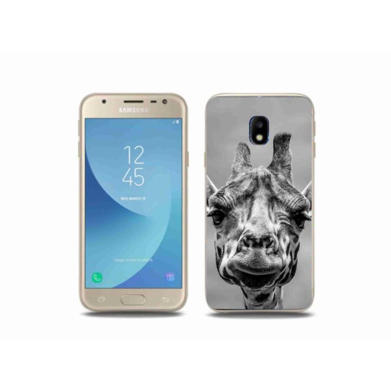 Gélový kryt mmCase na mobil Samsung Galaxy J3 (2017) - čiernobiela žirafa