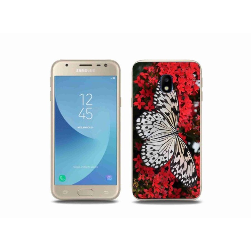 Gélový kryt mmCase na mobil Samsung Galaxy J3 (2017) - čiernobiely motýľ 1