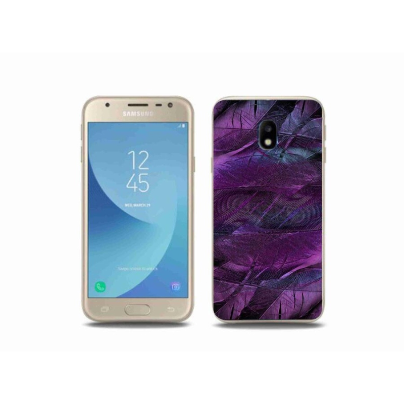 Gélový kryt mmCase na mobil Samsung Galaxy J3 (2017) - fialová pierka