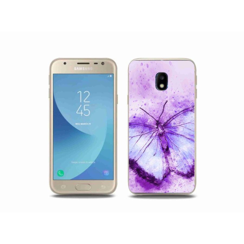 Gélový kryt mmCase na mobil Samsung Galaxy J3 (2017) - fialový motýľ