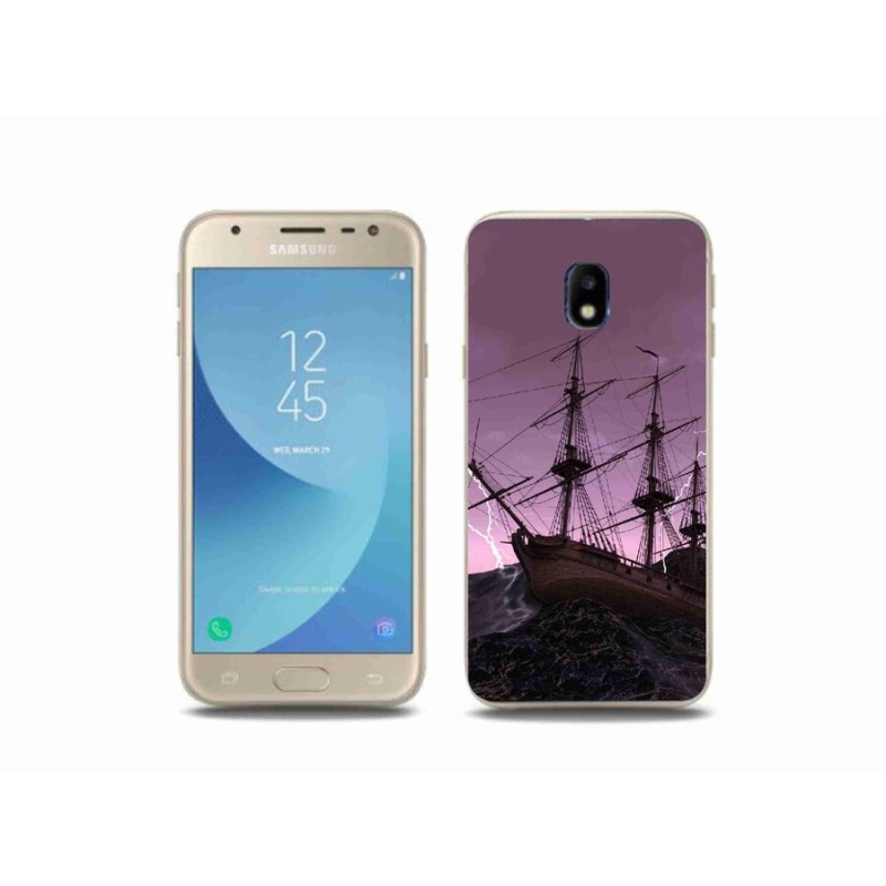 Gélový kryt mmCase na mobil Samsung Galaxy J3 (2017) - loď v búrke