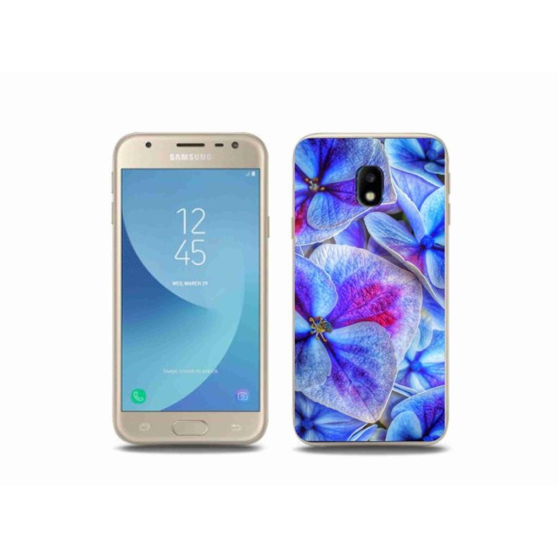 Gélový kryt mmCase na mobil Samsung Galaxy J3 (2017) - modré kvety 1