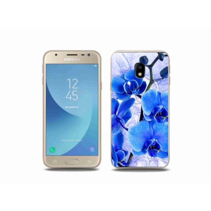 Gélový kryt mmCase na mobil Samsung Galaxy J3 (2017) - modré kvety