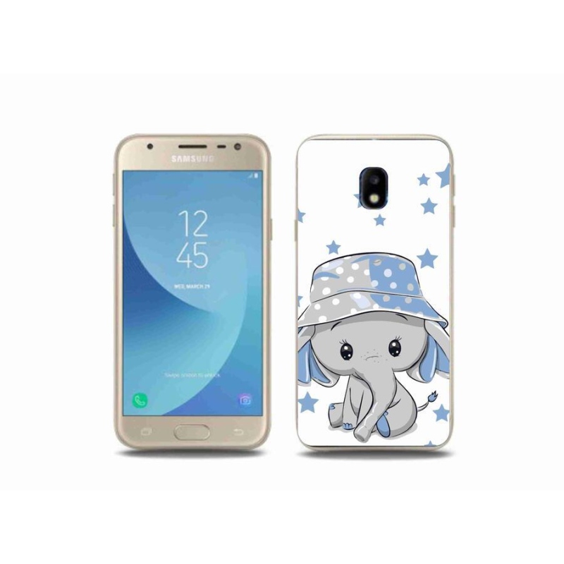 Gélový kryt mmCase na mobil Samsung Galaxy J3 (2017) - modrý slon