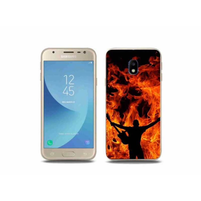 Gélový kryt mmCase na mobil Samsung Galaxy J3 (2017) - muzikant a oheň