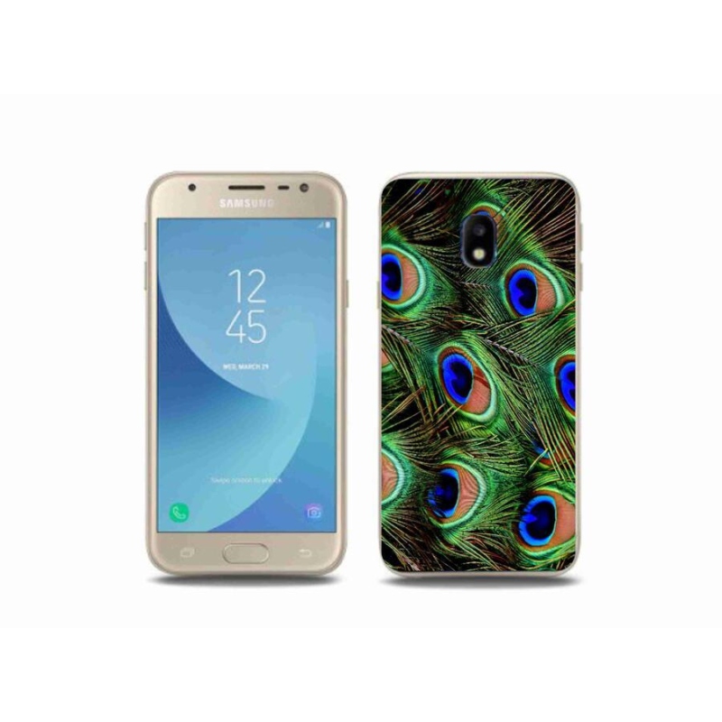 Gélový kryt mmCase na mobil Samsung Galaxy J3 (2017) - pávie perie