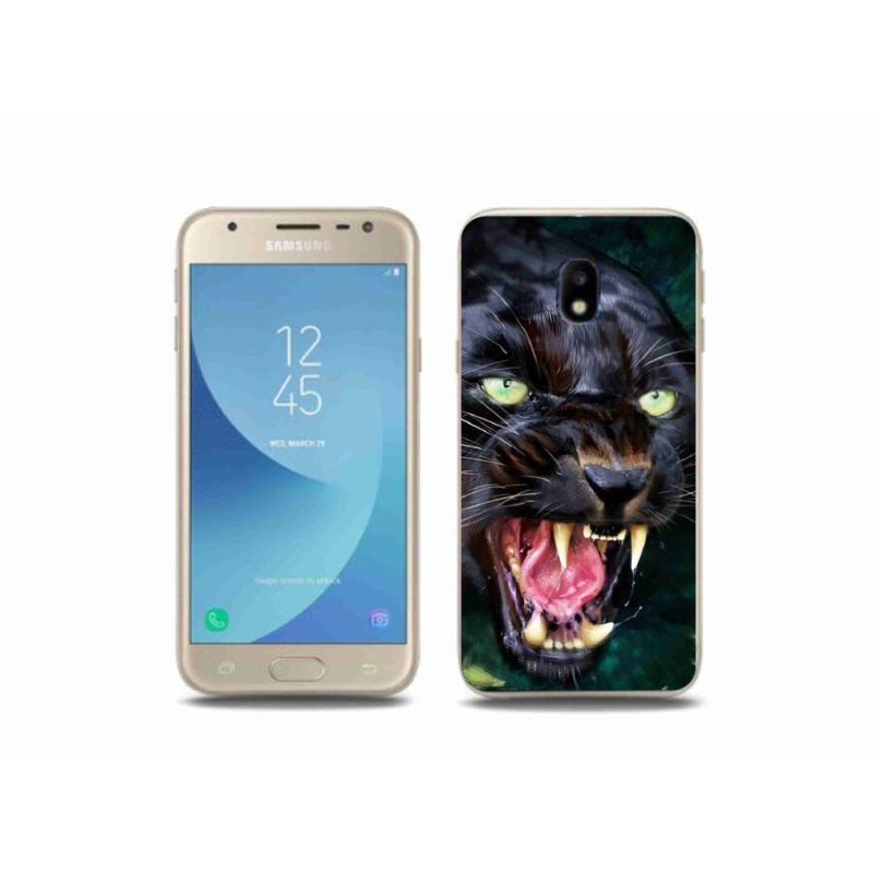 Gélový kryt mmCase na mobil Samsung Galaxy J3 (2017) - rozzúrený čierny panter