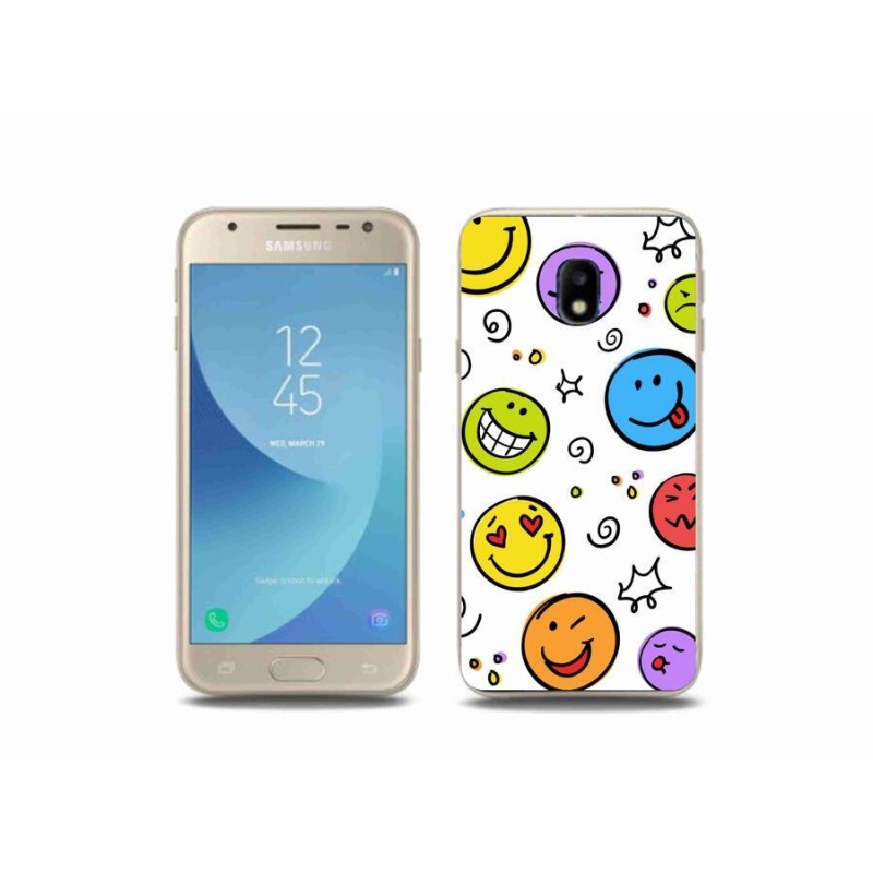 Gélový kryt mmCase na mobil Samsung Galaxy J3 (2017) - smajlíci