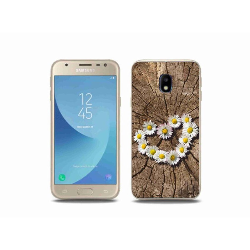 Gélový kryt mmCase na mobil Samsung Galaxy J3 (2017) - srdce z margarét