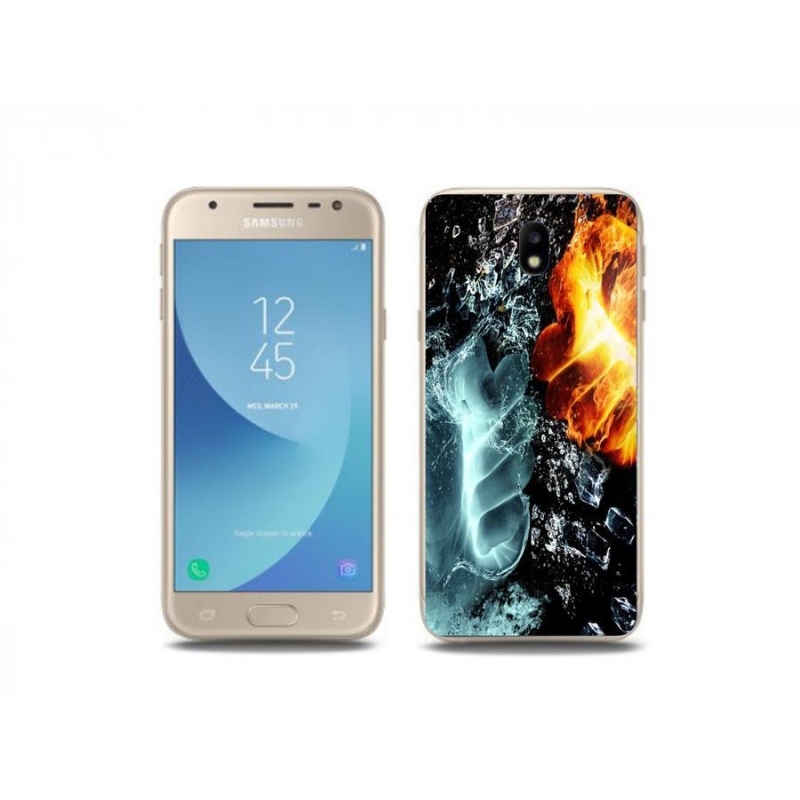 Gélový kryt mmCase na mobil Samsung Galaxy J3 (2017) - voda a oheň