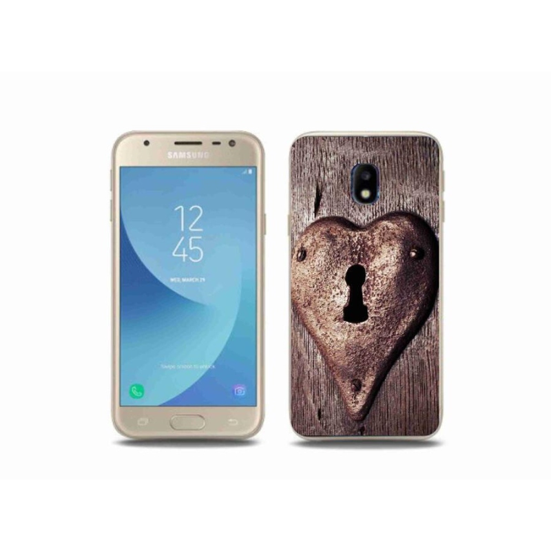 Gélový kryt mmCase na mobil Samsung Galaxy J3 (2017) - zámok v tvare srdca