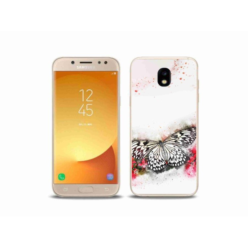 Gélový kryt mmCase na mobil Samsung Galaxy J5 (2017) - čiernobiely motýľ