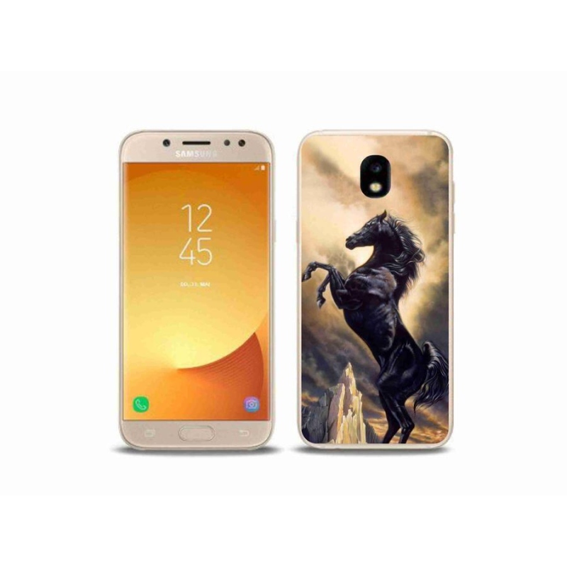 Gélový kryt mmCase na mobil Samsung Galaxy J5 (2017) - čierny kreslený kôň