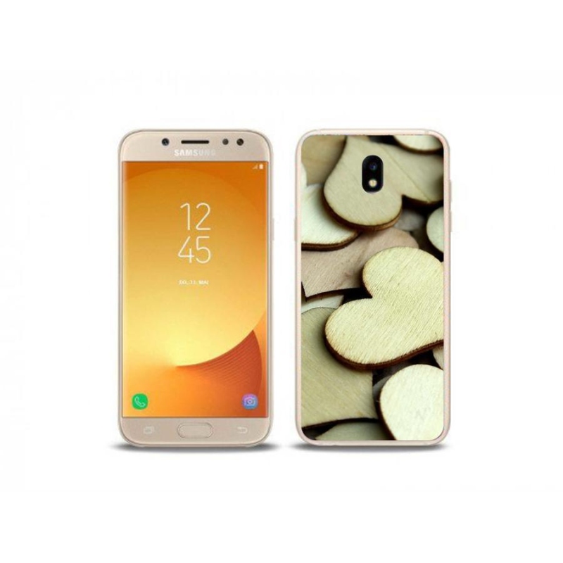 Gélový kryt mmCase na mobil Samsung Galaxy J5 (2017) - drevená srdiečka