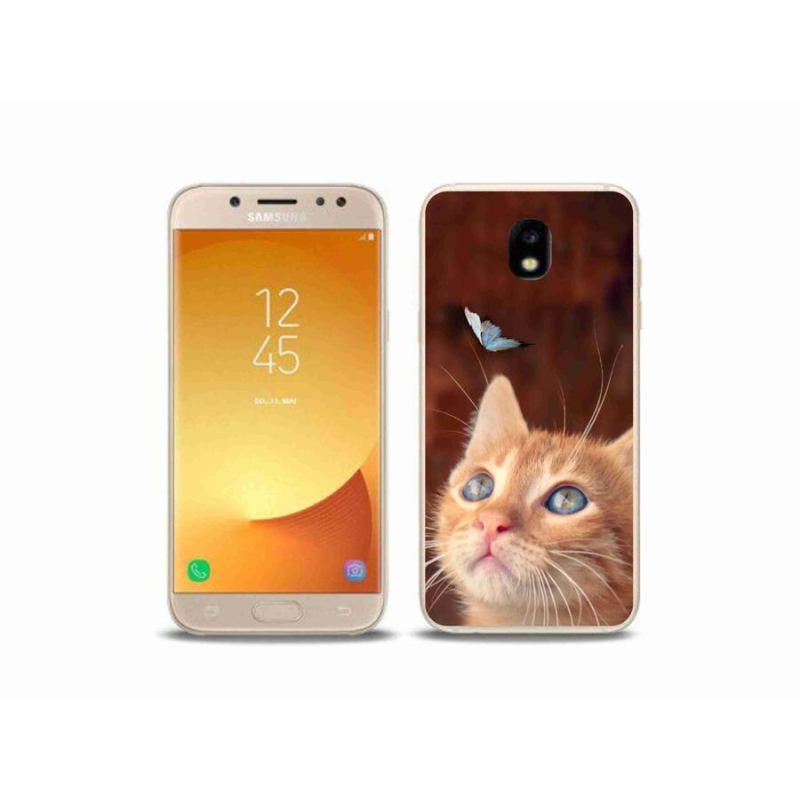 Gélový kryt mmCase na mobil Samsung Galaxy J5 (2017) - motýľ a mačiatko