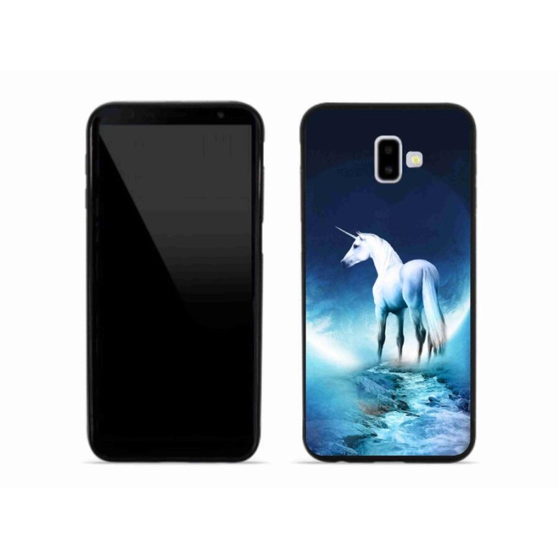 Gélový kryt mmCase na mobil Samsung Galaxy J6 Plus - biely jednorožec