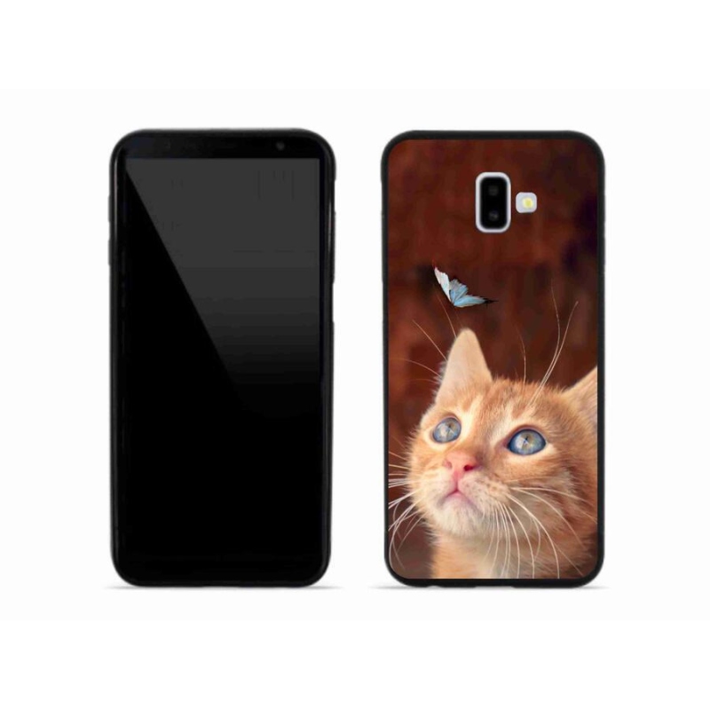 Gélový kryt mmCase na mobil Samsung Galaxy J6 Plus - motýľ a mačiatko