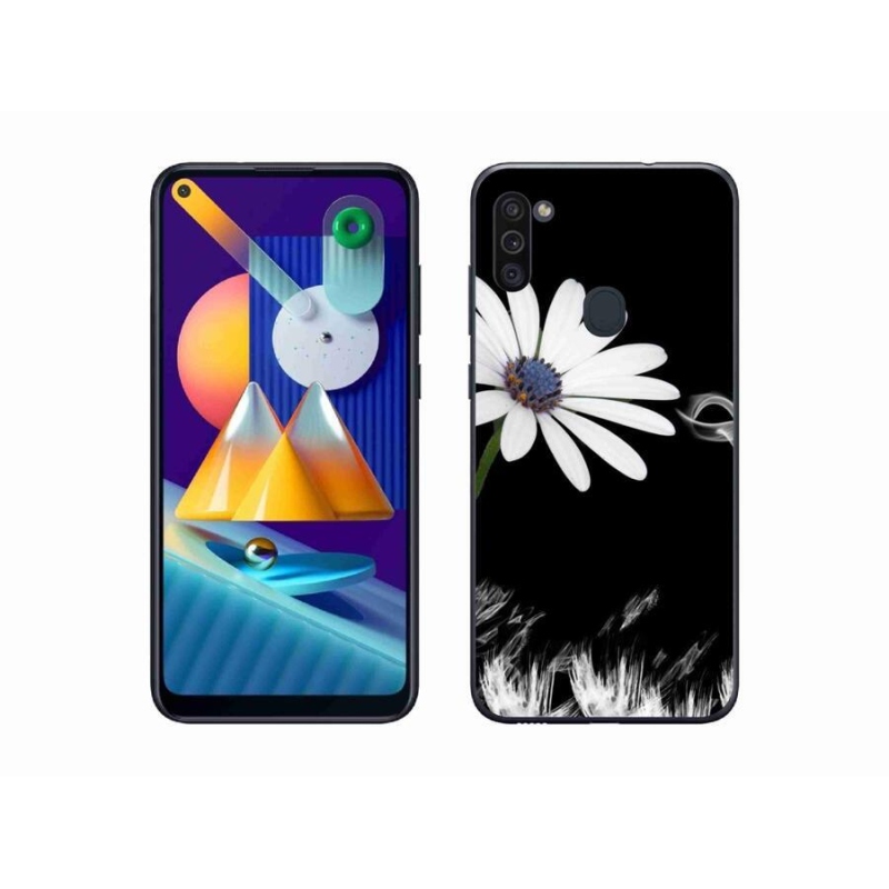 Gélový kryt mmCase na mobil Samsung Galaxy M11 - biela kvetina