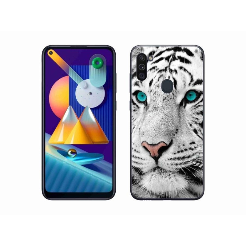 Gélový kryt mmCase na mobil Samsung Galaxy M11 - biely tiger