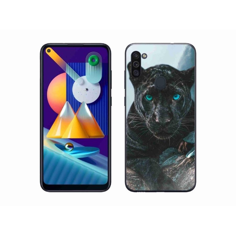 Gélový kryt mmCase na mobil Samsung Galaxy M11 - čierny panter