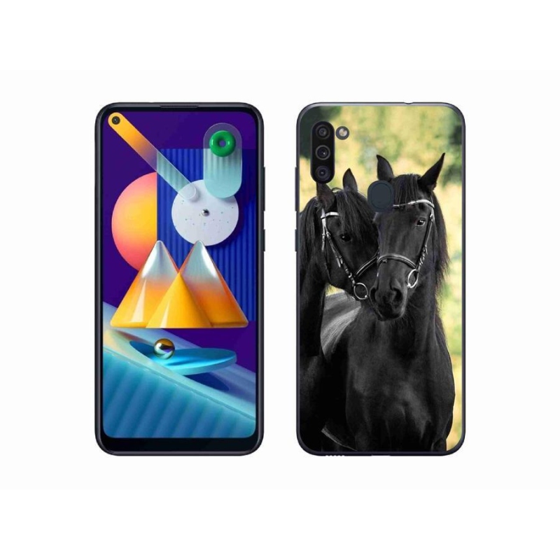 Gélový kryt mmCase na mobil Samsung Galaxy M11 - dva čierne kone